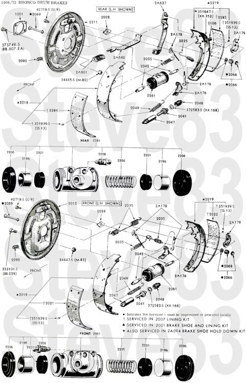 1976 Ford Bronco - '66-72 Brake Drums IF THE IMAGE IS TOO SMALL, click it. Drum Backing Plates Bendix 319130L or 317363L= 11" '66-'75, driver side Bendix…