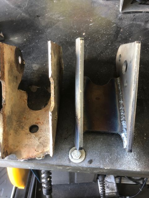 1992 Jeep Wrangler - Comparison of a rusted frame part and a newly repaired frame part.