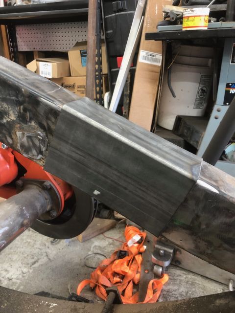 1992 Jeep Wrangler - A close-up view of a welded frame section, possibly undergoing repair or modification.