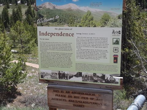 1999 Ford E250 - Welcome to Independence, a ghost town with geology and history explained on this sign.