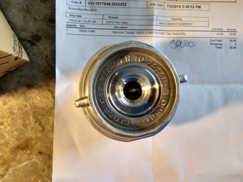 2018 Toyota 4Runner - Upgrading the plastic oil filter cartridge housing with a metal style one. PN 15620-31060.