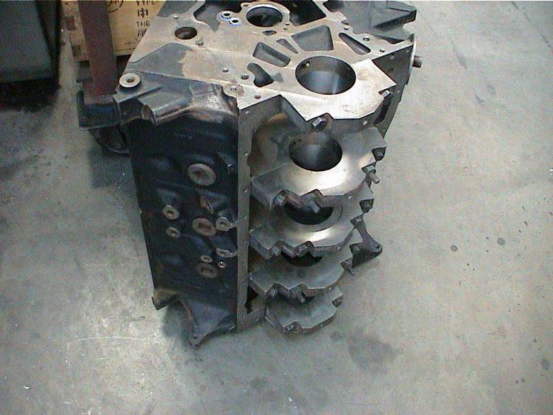Siamese bore 4 bolt main A-460 block is being bored to 4.600