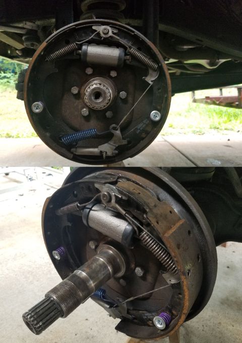 1974 Ford Bronco - Assembling the front shoes doesn't require any tools. But every point of metal-to-metal contact is greased using the correct brake grease.…