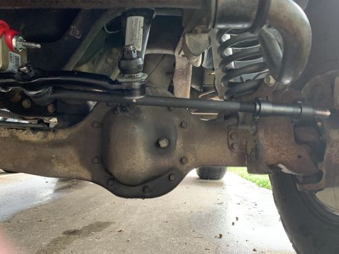 1996 Ford Bronco - This image shows the underside of a vehicle, focusing on the steering and suspension system components.