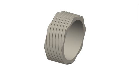 1978 Ford Bronco - This is a 3D rendering of a ring with a ribbed, wavy exterior. The ring is a light gray color and is shown against a white background.