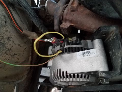 1985 Ford Bronco - This photo shows the wiring connected to a vehicle's alternator, not a specific model year.