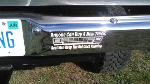 1978 Ford Bronco - A sticker on the bumper reads 'Real Men Keep The Old Ones Running'.