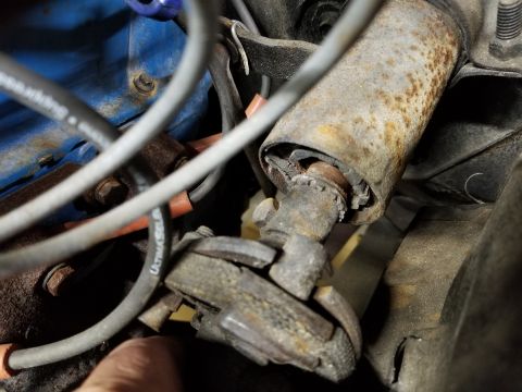 1974 Ford Bronco - The steering column lower bearing is essentially gone, but it doesn't affect alignment or handling. I just allows the steering wheel to wob…