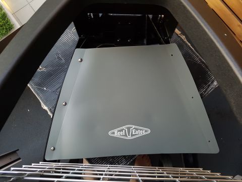1978 Ford Bronco - Interior view of a BeefEater grill, showing a gray panel with the brand's logo.