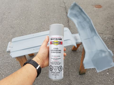 1978 Ford Bronco - Applying cold galvanizing compound to automotive body panels for corrosion resistance.