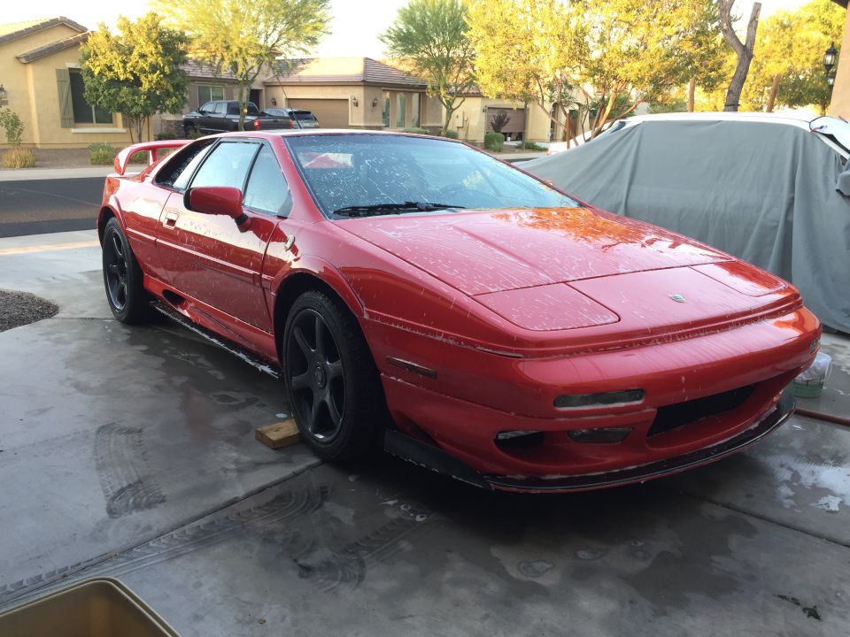 Red Lotus Esprit with pop-up headlights and spoiler