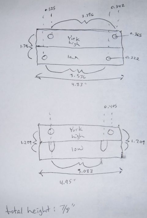1992 Ford Bronco - Quick 'n dirty measurement notes for the mounting brackets.