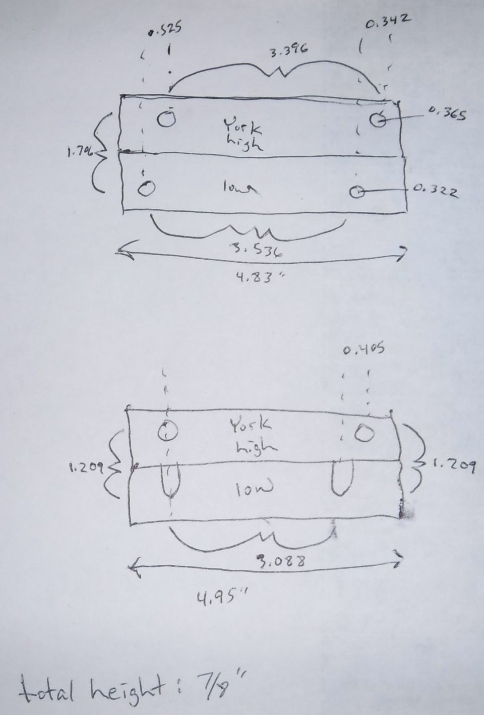 Quick 'n dirty measurement notes for the mounting brackets.