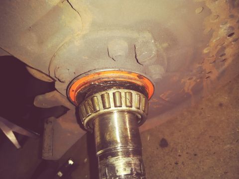 1996 Ford Bronco - Wheel bearing and spindle assembly shown during maintenance or repair.