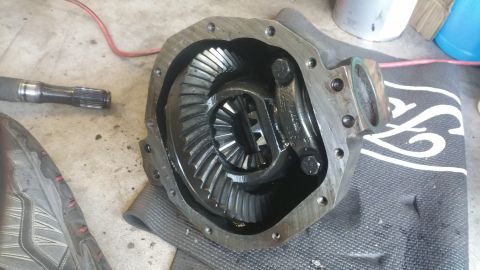 1996 Ford Bronco - Close-up of an open differential housing showing the ring and pinion gears.
