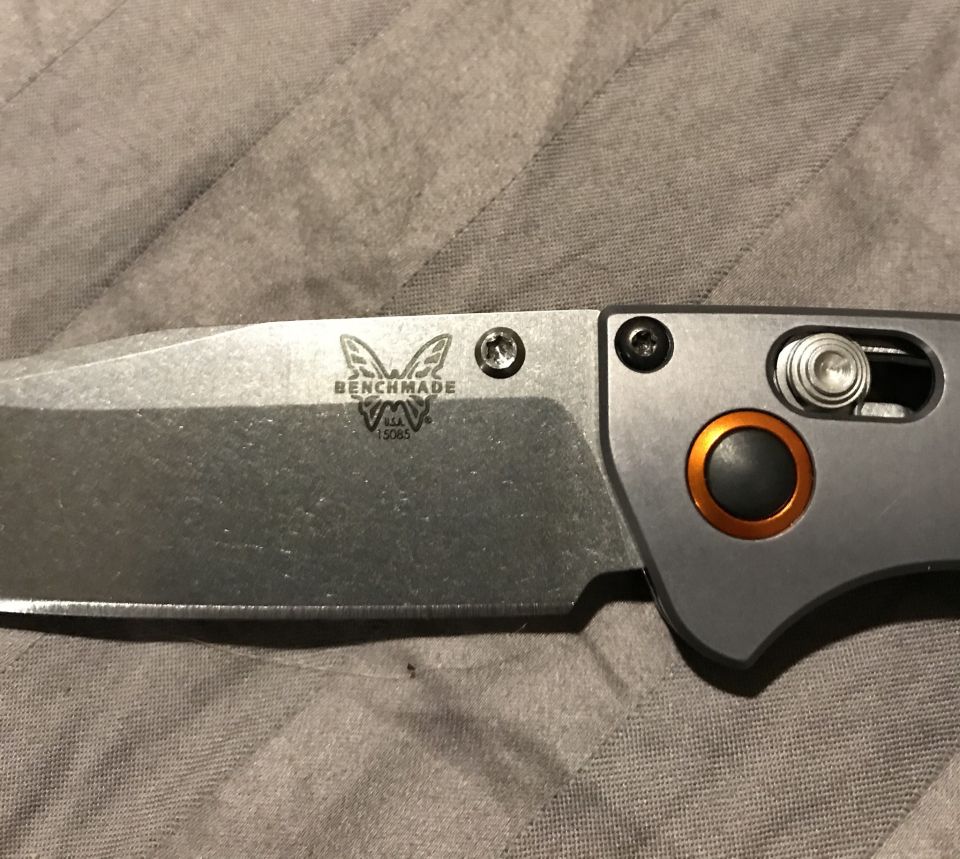 Benchmade folding knife with logo and model number 15085