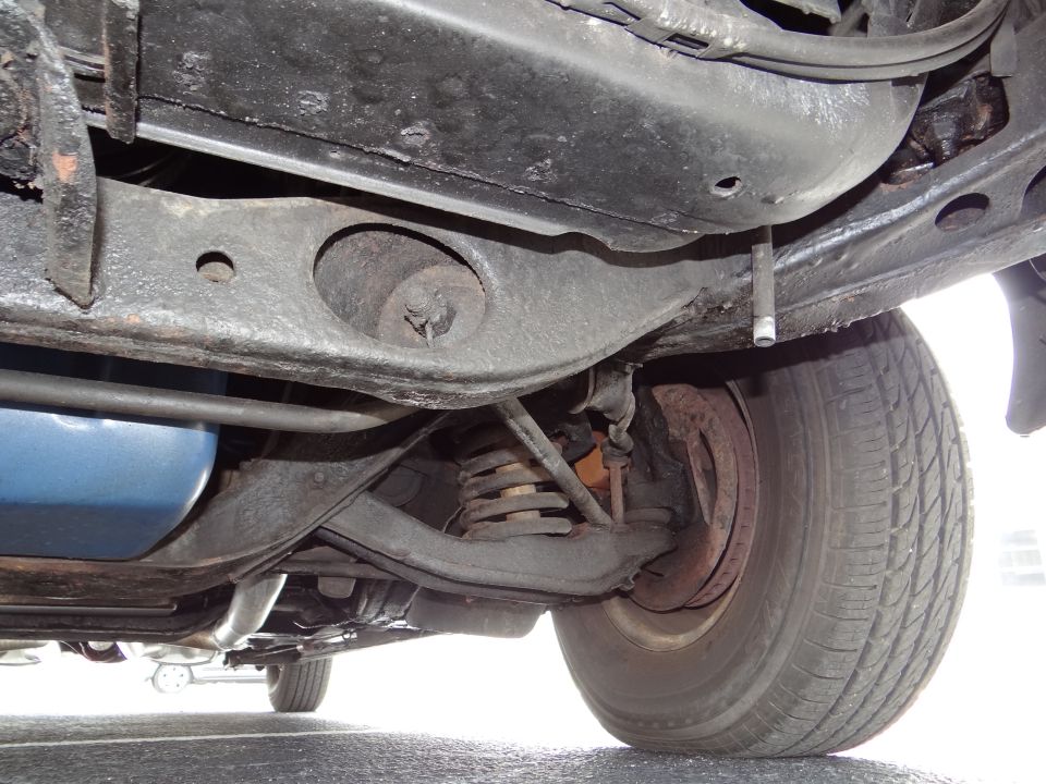 The undercarriage looks very good with virtually no rust anywhere.  It has the optional (for '69) front disk brakes.