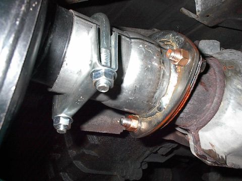 1986 Ford Bronco - No cat to muffler pipe required, just flanged adaptor. Note stainless bolts, brass nuts