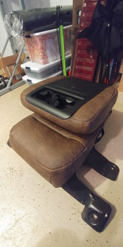 1996 Ford Bronco - 20181214 - Reupholstered center seat of a set of 40/20/40 seats. This is a vinyl called "Terracotta".