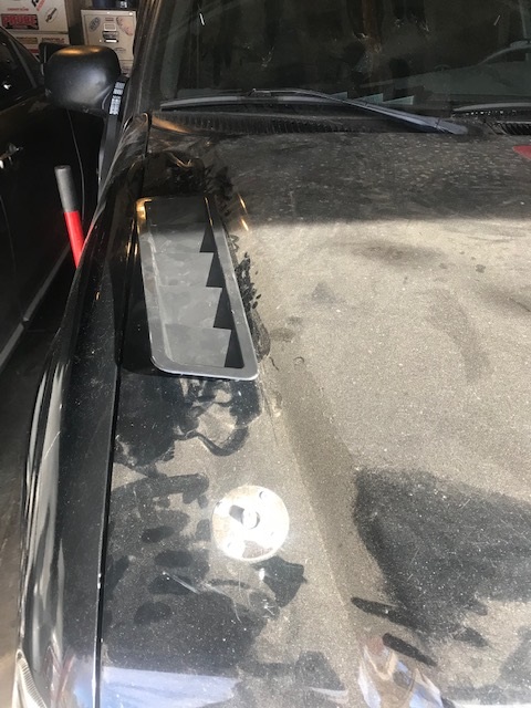 2000 Ford Explorer - Close-up of a vehicle's hood showing a vent and gas cap.