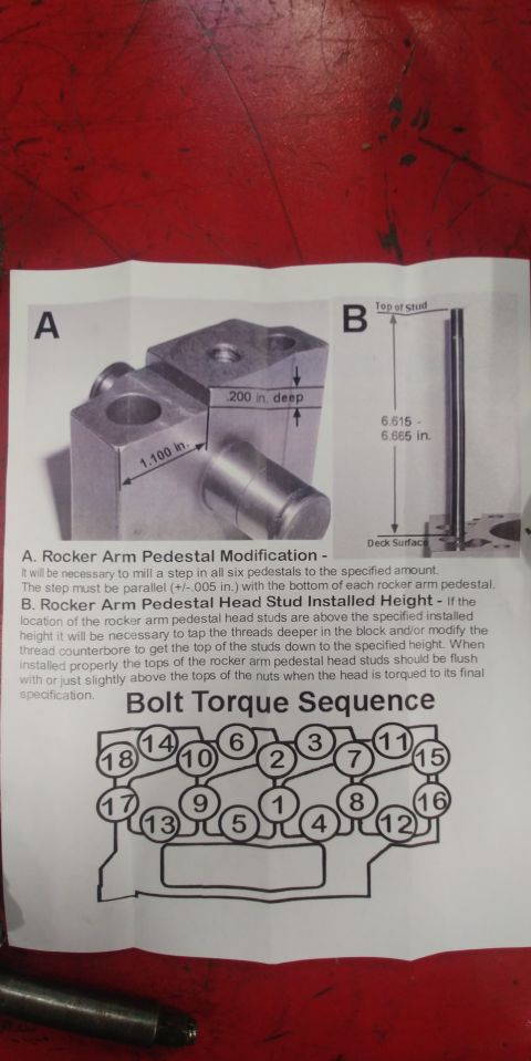 1996 Ford Bronco - 20191028 - ARP head studs documentation. Pretty confused because instructions say to mill the pedestals, but they look like they are flat a…