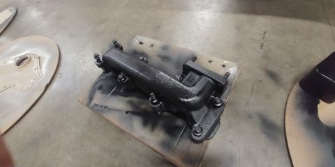 1996 Ford Bronco - 20191105 - Exhaust manifold painted and drying.