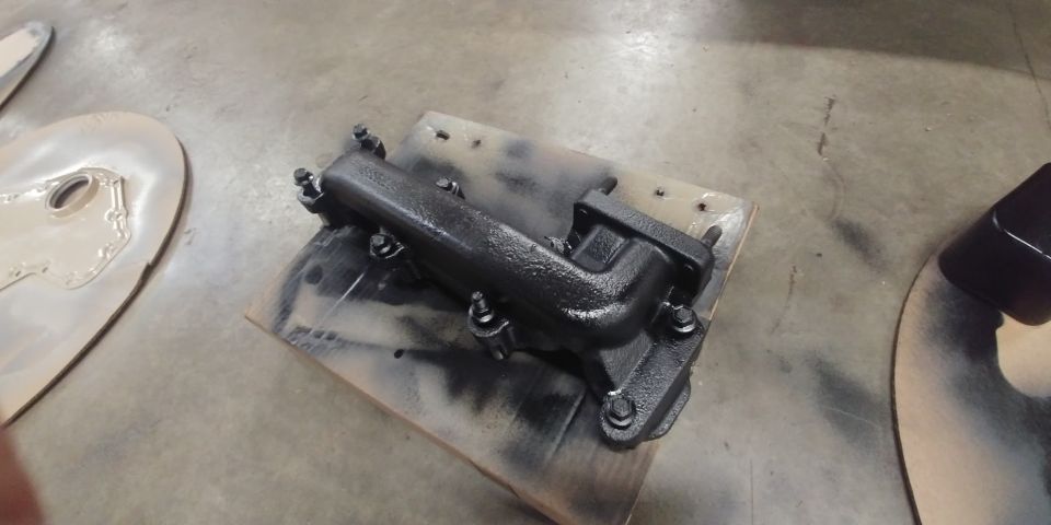 20191105 - Exhaust manifold painted and drying.