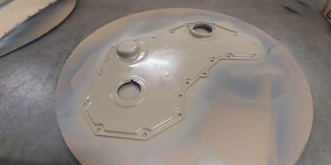 1996 Ford Bronco - 20191105 - Timing cover painted and drying.