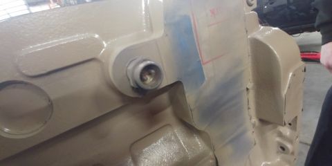 1996 Ford Bronco - 20191105 - Block painted and drying. Ran out of paint, it needs another coat or two. This little plug looks like it might already be a bloc…