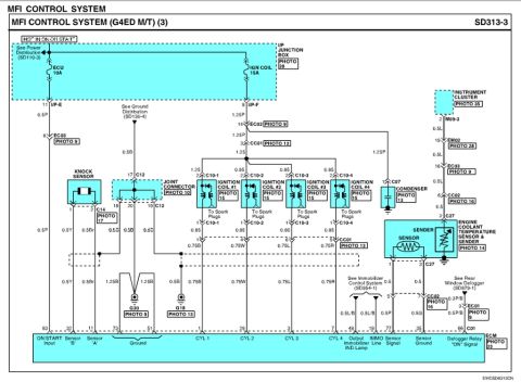 2008 Hyundai Accent - This is a wiring diagram for the MFI Control System, specifically for the G4ED M/T engine.