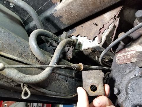 1974 Ford Bronco - After the dual exhaust was replaced with a sensible Y-pipe & muffler, the e-brake problems became apparent. The tab for the back end of the…