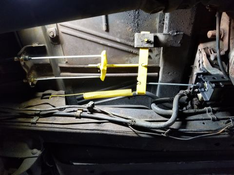 1974 Ford Bronco - The front cable's tab has to be attached to the body, so I had no choice but to build a bracket (with the original tab welded in) & bolt it…