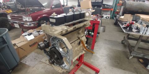 1996 Ford Bronco - 20191112 - Engine is being put back together. Looks pretty good for a rattle can paint job I think.