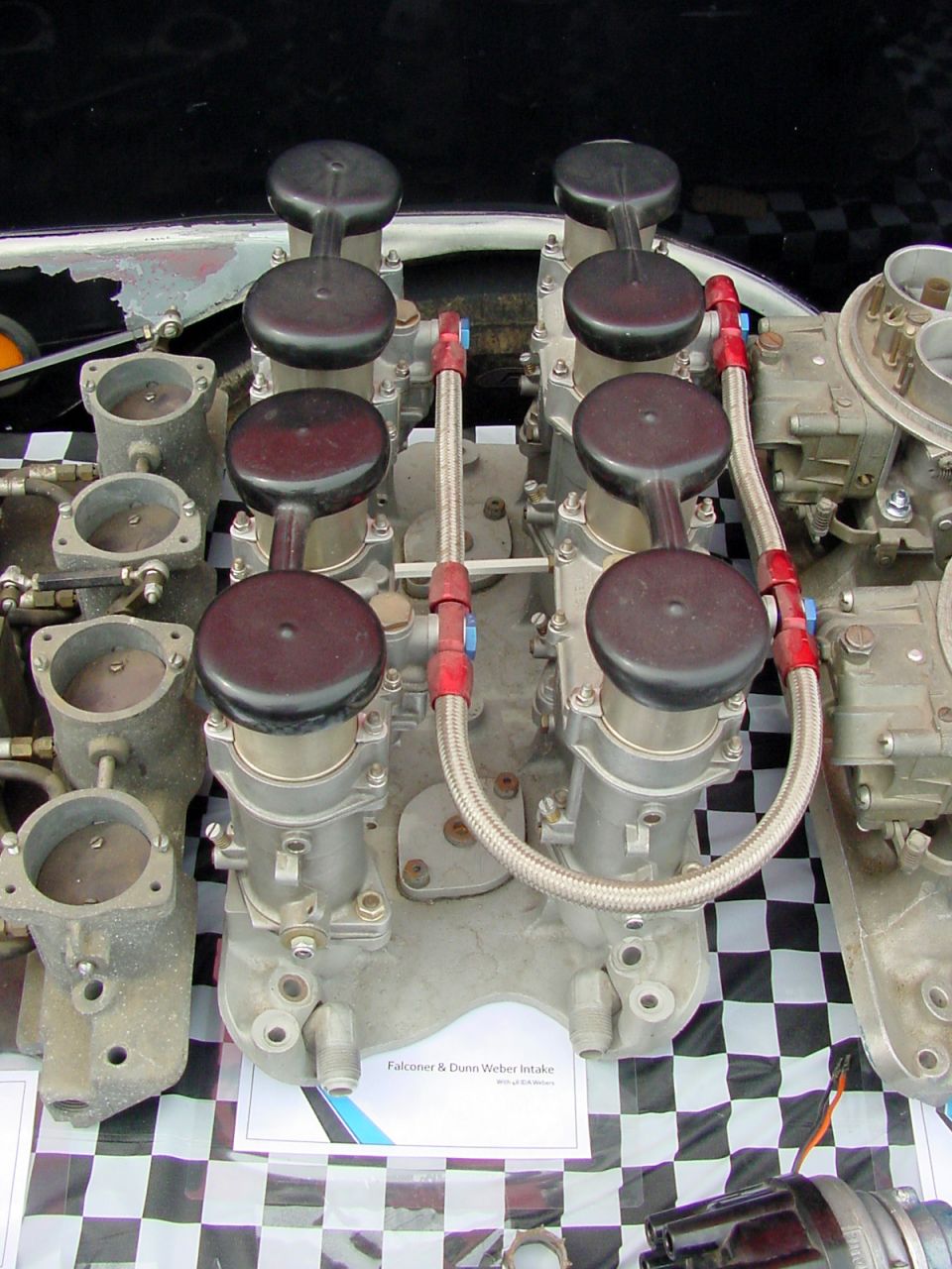 Dual Weber carburetors on Falconer intake manifold
