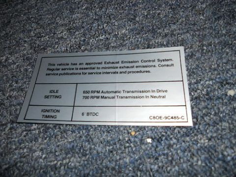1968 Mercury Cougar - This document details emissions control system information, including idle settings and ignition timing specifications.