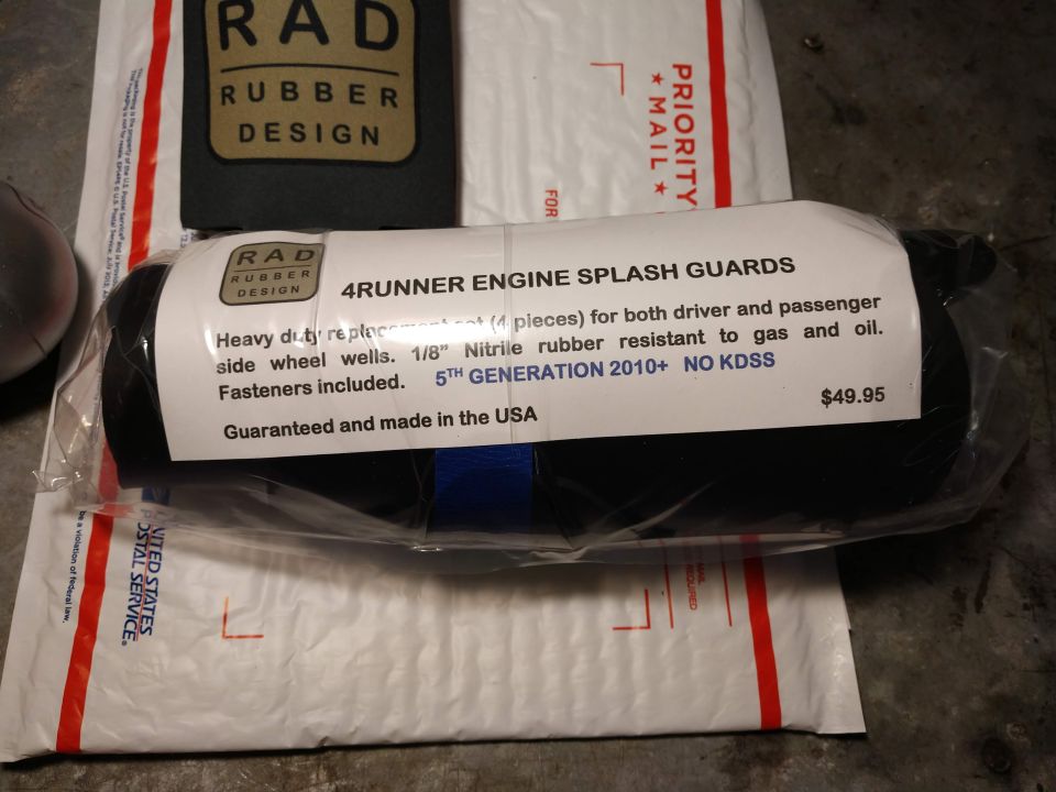 RAD Rubber Design 4Runner Engine Splash Guards package and a RAD Rubber Design product.