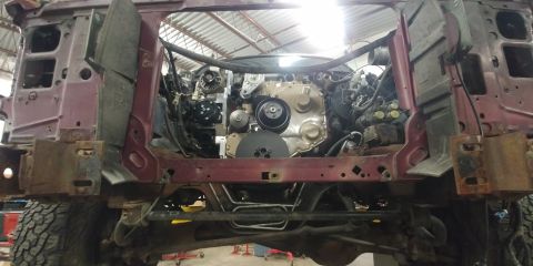 1996 Ford Bronco - 20191219 - Engine and transmission are in the Bronco now and everything fit together great so far!