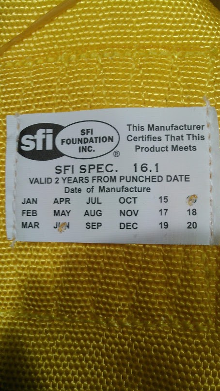 1978 Ford Bronco - Label indicates SFI SPEC. 16.1, valid for 2 years from punched date.