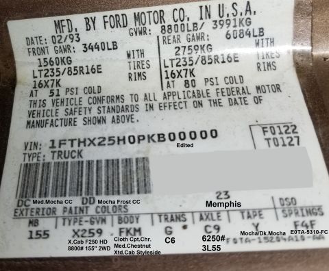 1993 Ford F-250 - VC label (edited) showing what each code means IF THE IMAGE IS TOO SMALL, click it. [url=https://www.supermotors.net/registry/media/72354]…