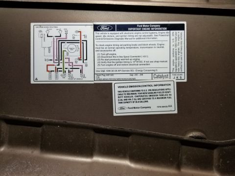 1993 Ford F-250 - VECI label on the hood above the master cylinder IF THE IMAGE IS TOO SMALL, click it. [url=https://www.supermotors.net/registry/media/85838…