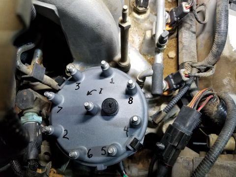 1993 Ford F-250 - While changing the fouled plugs, I pulled the distributor cap to clean & grease it. So I also pulled the (aftermarket) wires to test, organ…