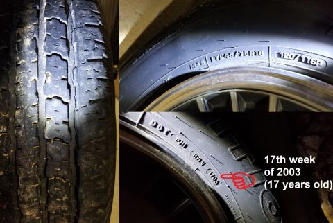 1993 Ford F-250 - The tires are dangerously old - I'm glad I didn't drive the truck home. DOT says 6-year-old tires are risky, and 8-year-olds are dangerous.…