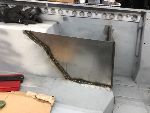 1992 Jeep Wrangler - This image shows the interior of a vehicle with new metal panels welded into place, indicating body work is in progress.