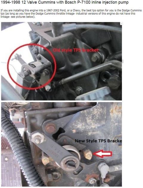 1996 Ford Bronco - The DieselConversionSpecialists TPS P7100 Guide points out what I think are the typical TPS bracket assemblies, but don't seem to match min…