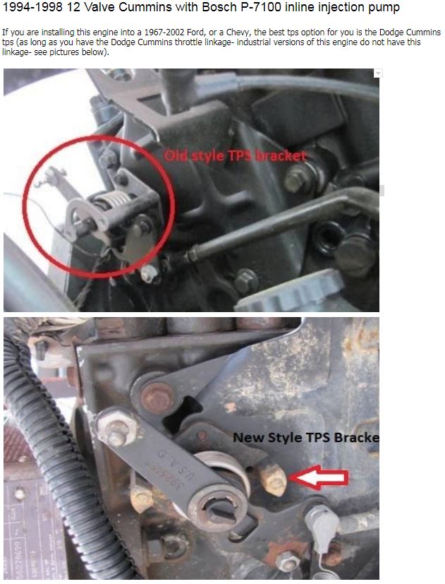 The DieselConversionSpecialists TPS P7100 Guide points out what I think are the typical TPS bracket assemblies, but don't seem to match mine.