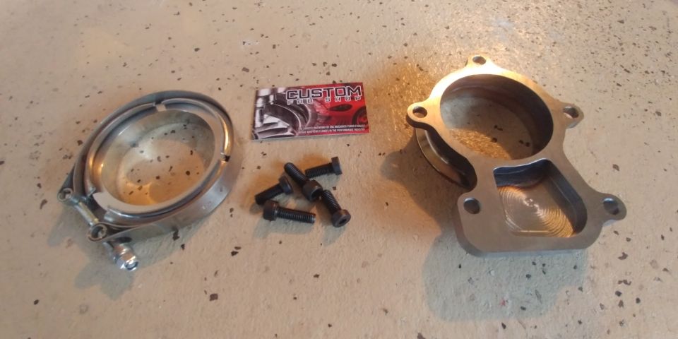 20200115 - I decided I wanted stainless steel piping for the exhaust and needed to get an HX30w internal wastegate Downpipe Turbo Flange V-band Kit from CustomFabShop.com.