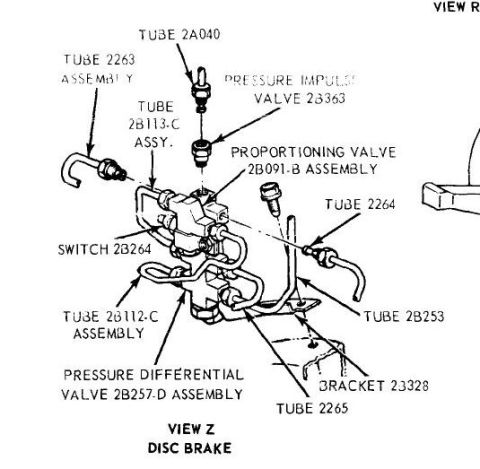 1969 Mercury Marquis - Diagram of the Pressure Differential Valve/Proportioning valve assembly from the service manual for the full size Mercury. I had to replace…