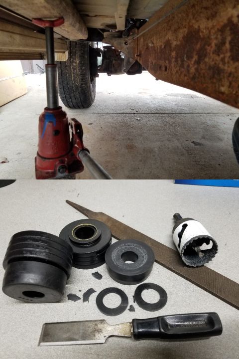 1993 Ford F-250 - I used a landscape timber to raise the cab and change the mounts to black Energy poly 4.4107G . As with Bronco kits, the #2 lower mount is…