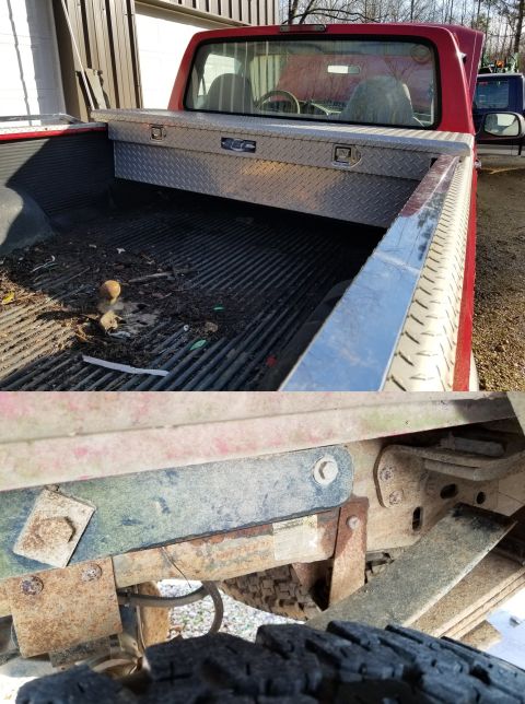 1997 Ford F-250 - I'm not a fan of the diamond plate accessories, or the big gooseneck. But the truck is built for towing & hauling, with the overload spring…