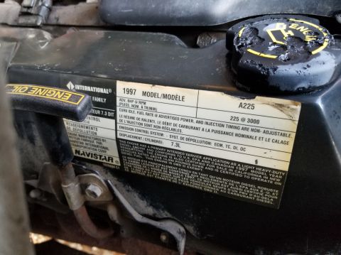 1997 Ford F-250 - I haven't figured out what happened to that oil fill cap, but I've replaced it. Engine Family Name (12 digits) VNV7.3C8DAAA 1 23456789 01 2…